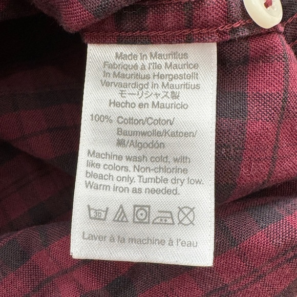 J Crew Plaid Oxford Button Up Red Black (Burgundy) Mens Medium - Picture 11 of 12